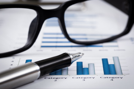 closeup glasses on financial report. Accountingの写真素材