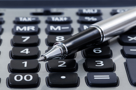 close up calculator with penの写真素材