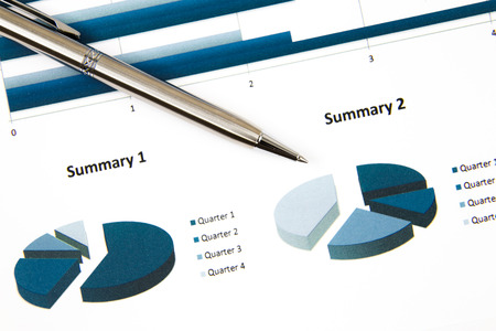 business and financial report with a penの写真素材