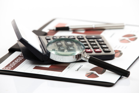 business financial chart analysis with calculator. Accountingの写真素材