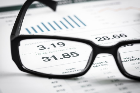 closeup glasses on financial report. Accountingの写真素材