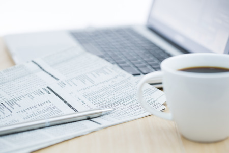 Businessman analyzing investment charts with laptop. Accountingの写真素材
