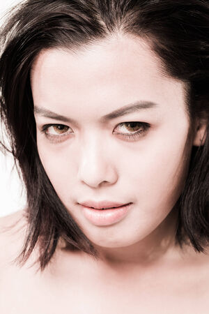 Asian beauty face closeup portraitの写真素材