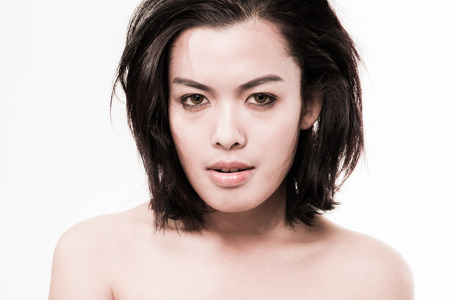 Asian beauty face closeup portraitの写真素材