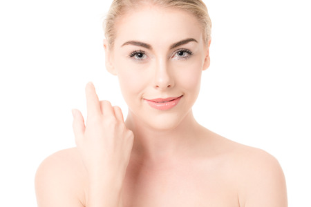 beautiful woman with perfect skin and faceの写真素材