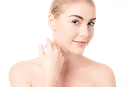 beautiful woman with perfect skin and faceの写真素材