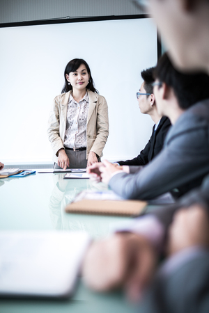 Successful business meeting with a group of people at the office.Asianの写真素材