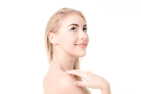 beautiful woman with perfect skin and faceの写真素材