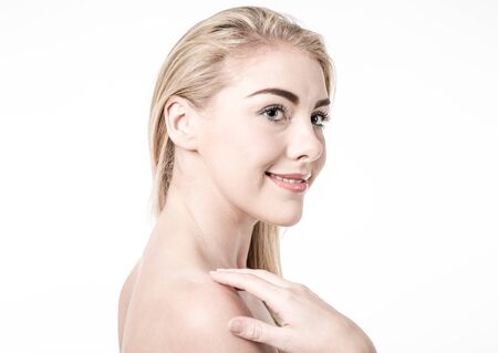 beautiful woman with perfect skin and faceの写真素材