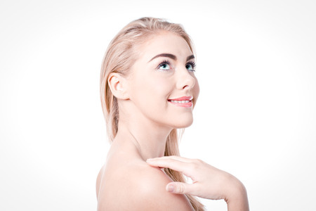 beautiful woman with perfect skin and faceの写真素材