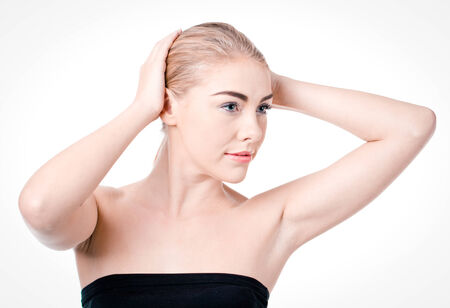 beautiful woman with perfect skin and faceの写真素材