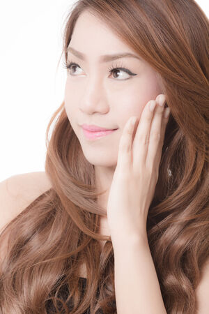 beautiful woman with perfect skin and faceの写真素材