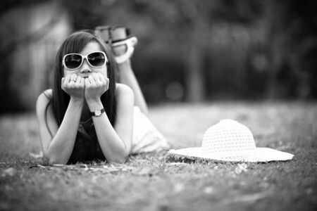 Beautiful young woman. Outdoor portraitの写真素材