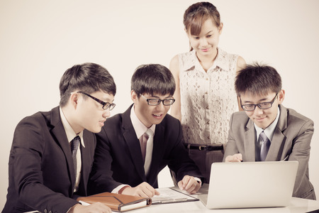 Successful business meeting with a group of people. Isolated on white background.の写真素材