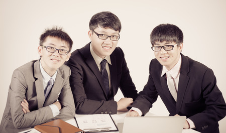 Successful business meeting with a group of people. Isolated on white background.の写真素材