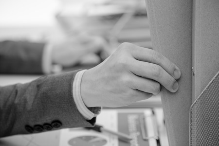 Businessman analyzing investment charts with laptop. Accountingの写真素材