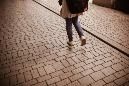 Group of people crossing the streetの写真素材
