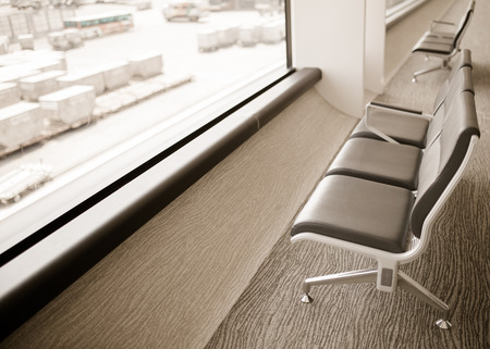 interior of departure lounge at the airportの写真素材