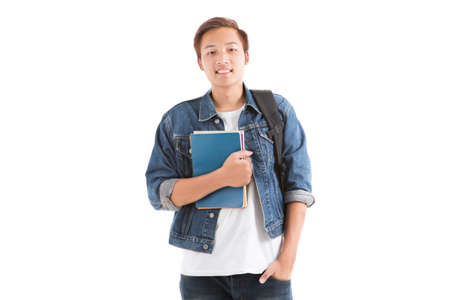 Young man isolated on white. Asian male modelの写真素材