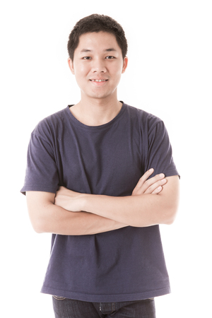 Young man isolated on white. Asian male modelの写真素材