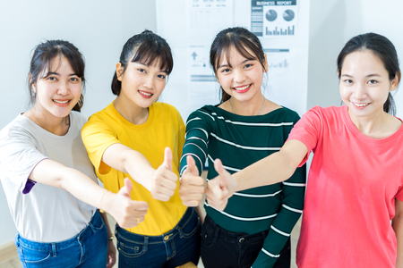 Teamwork Power Successful Meeting Workplace Concept. Asian peopleの写真素材