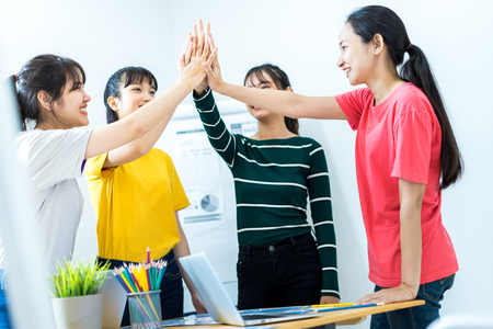 Teamwork Power Successful Meeting Workplace Concept. Asian peopleの写真素材