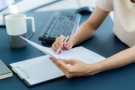 Young asia woman working at home or in a small office. Asian peopleの写真素材