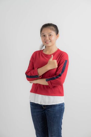 asian young casual style woman portrait isolated. Asia peopleの写真素材