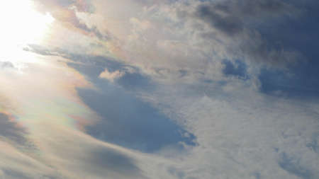 The abstract background of the evening sky, Beautiful clouds in bright colors as if drawing a rainbow.の写真素材
