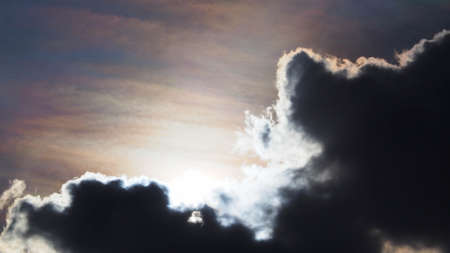 abstract background of the evening sky, Beautiful clouds in bright colors as if drawing a rainbow.の写真素材