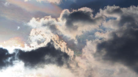 abstract background of the evening sky, Beautiful clouds in bright colors as if drawing a rainbow.の写真素材