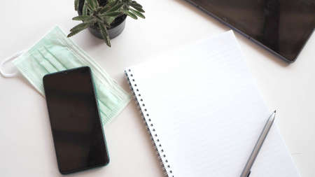 Communication, new normal of work at home, work online, social distancing, for prevent the outbreak of the virus19.の写真素材
