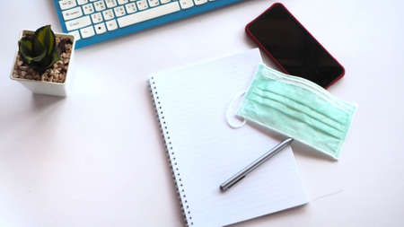 Communication, new normal of work at home, work online, social distancing, for prevent the outbreak of the virus19.の写真素材