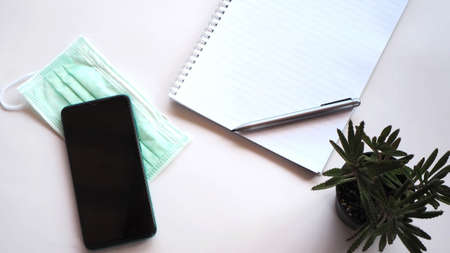 Communication, new normal of work at home, work online, social distancing, for prevent the outbreak of the virus19.の写真素材
