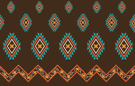 aztec seamless pattern,â tribal blue and gold background, geometric ethnic pattern traditional Design ,carpet, wallpaper, clothing, wrapping, Batik, fabric, sarong, vectorâ illustrator.のイラスト素材