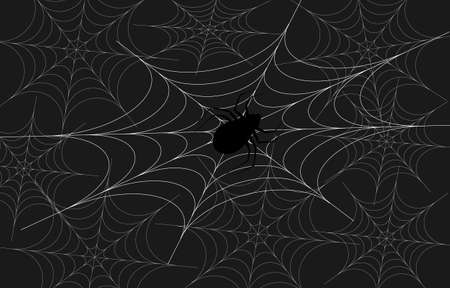 halloween design set with pumpkin, spider web, black and white seamless background, halloween pattern, for gift paper, textiles, clothes, social networks, wallpaper, prints, festive decor.のイラスト素材