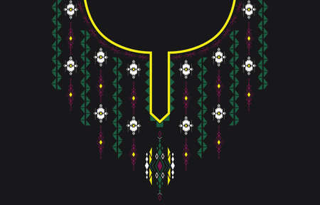 geometric ethnic pattern neck embroidery style, necklace, neckline design for background or wallpaper and clothing,batik,fabric,oriental ikat.のイラスト素材