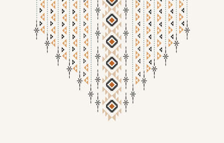 geometric ethnic pattern neck embroidery style, necklace, neckline design for background or wallpaper and clothing,batik,fabric,oriental ikat.のイラスト素材