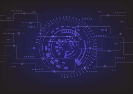 Wide Hi-tech digital technology concept. Illustration high computer technology background. Abstract futuristic design.のイラスト素材