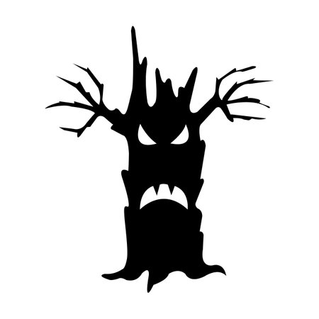 Halloween icon isolated on a white background. vector art, Emotional tree black.のイラスト素材