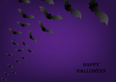 Happy Halloween banner or party invitation background with pumpkins, bat, ghost, design for halloween party or halloween festival Vector illustration.のイラスト素材