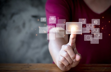 businesswoman working with new modern computer show social network structure as concept. Digital...
