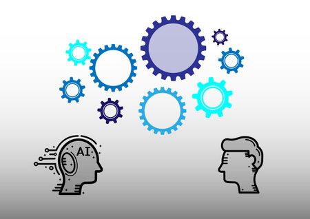 business learning concept Conversation between humans and artificial intelligence vector illustration. use for design.のイラスト素材