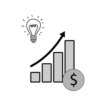 Business growth graph with light bulb and dollar sign. vector white background.の写真素材