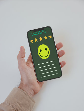 customer services best excellent business rating experience. Satisfaction survey concept. 5 Star Satisfaction.の写真素材