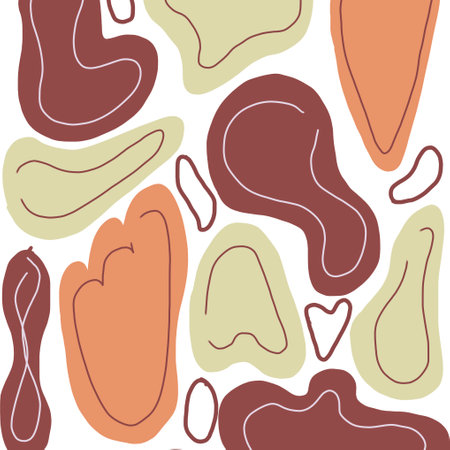 Seamless pattern with abstract shapes. Hand drawn vector illustration for you design. on white background.の写真素材