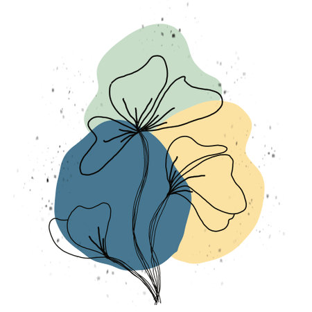 abstract flora simple background. hand draw vector illustration. minimal trendy style with cop space for texture.の写真素材