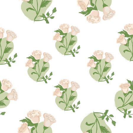 abstract flora simple background. hand draw vector illustration. beautiful flowers with branches and leafs isolated icon vector illustration design. Seamless pattern.のイラスト素材