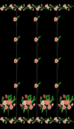 Floral embroidered patches for clothing design. Floral designs for textiles and fabrics. Vintage tribal illustrations in isolated pieces.のイラスト素材