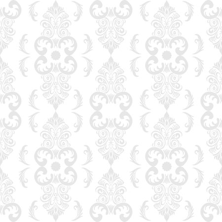 Damask seamless ornament. Fine vector traditional oriental light gray patternのイラスト素材